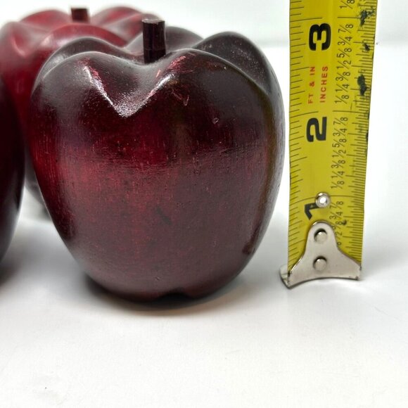 Set Of 5 Red Wooden Apples Rustic Farmhouse Kitchen Bowl Filler Decor Primitive - Picture 8 of 15